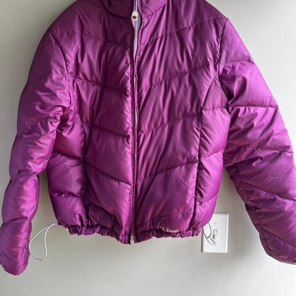Women's L.L. Bean Reversible Purple Down Puffer Jacket Lightweight Coat Winter - Picture 1 of 11